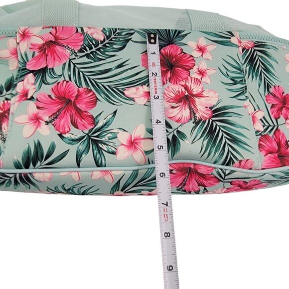 Tropical Print Beach Tote Bag with Zip Bottom - Picture 11 of 15